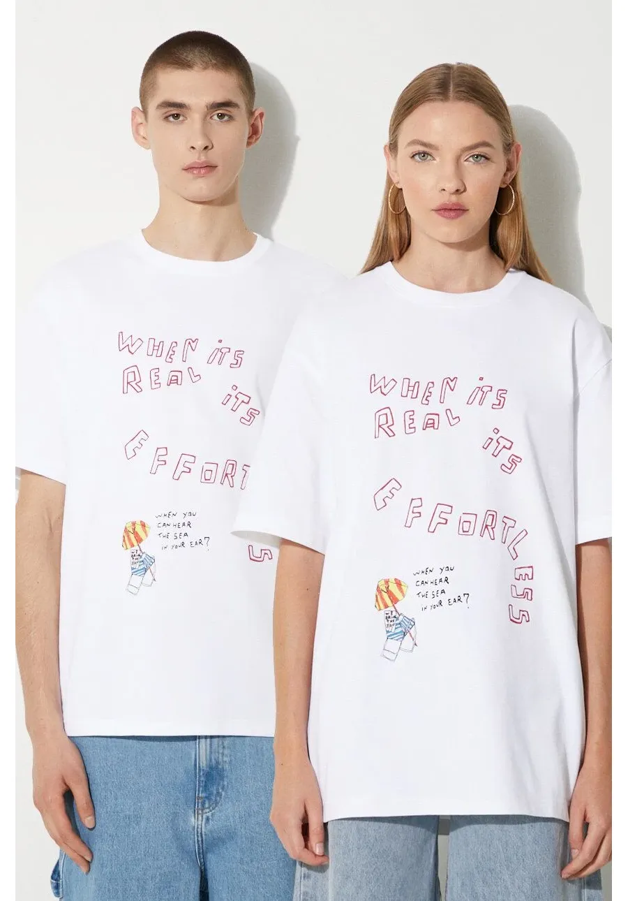 obrazek 1 Samsoe Samsoe t-shirt bawełniany SAGIOTTO kolor biały z nadrukiem U24200007