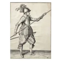 Zdjęcie Gustowna rycina Jacob De Gheyn Profil żołnierza z XVI wieku