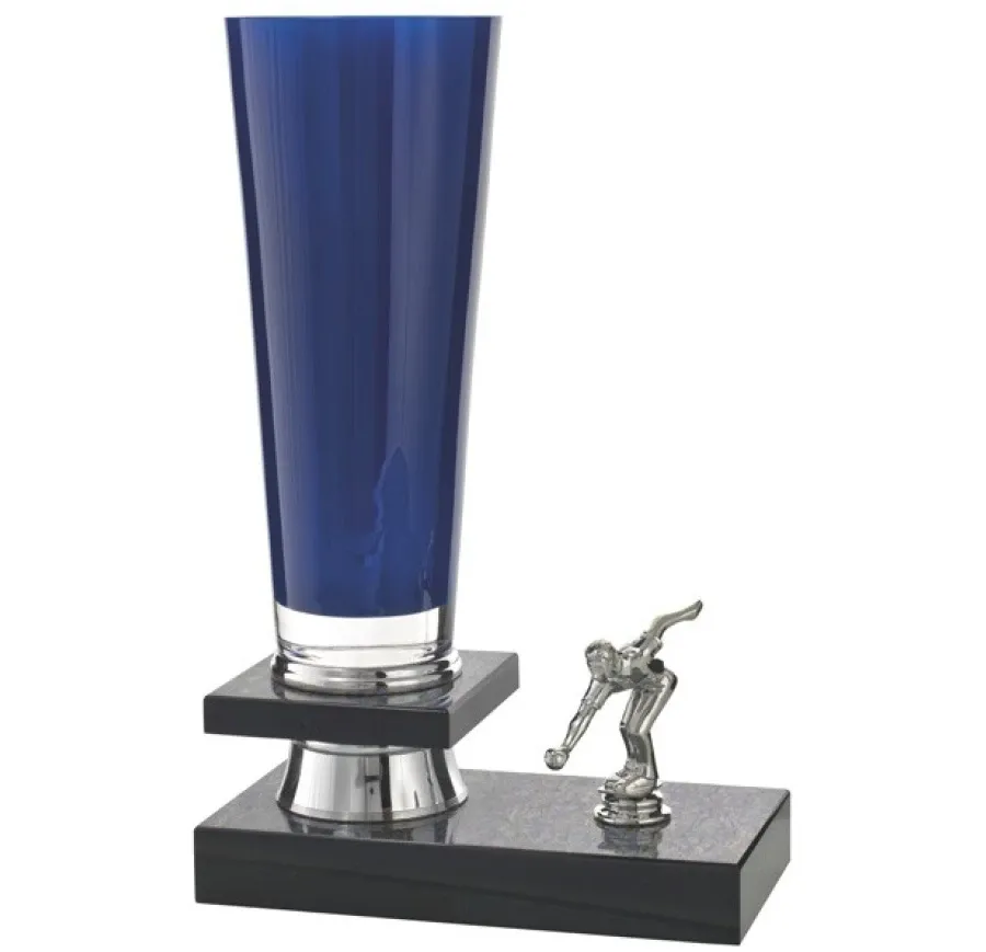 picture 1 Blue trophy on the base with a figurine - Astra Argenti