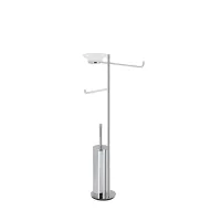 Picture Freestanding accessory set – toilet brush, soap dish, towel rack and Hashi toilet paper holder – Stilhaus