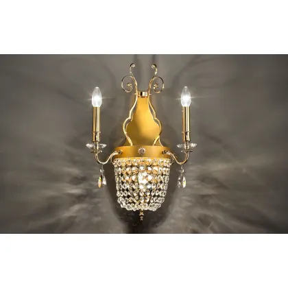 Picture A stunning gold-colored wall lamp with crystals - Masiero