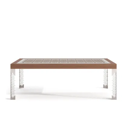 Picture A stunning rectangular dining table with a walnut top