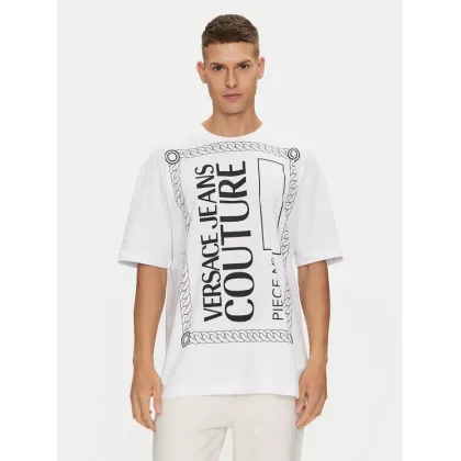 Zdjęcie Versace Jeans Couture T-Shirt 76GAHE04 Biały Regular Fit