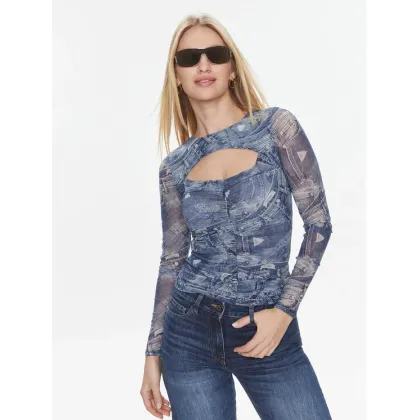 Zdjęcie Guess Bluzka Ls Cut-Out Brienna T W4RP11 KBAH2 Niebieski Slim Fit