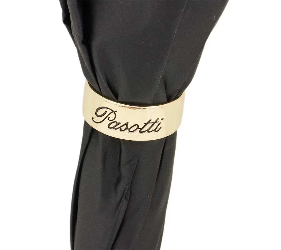 obrazek 6 Stylowy czarno biały parasol damski w czarne kropki z rączką zdobioną głową pudla - Pasotti