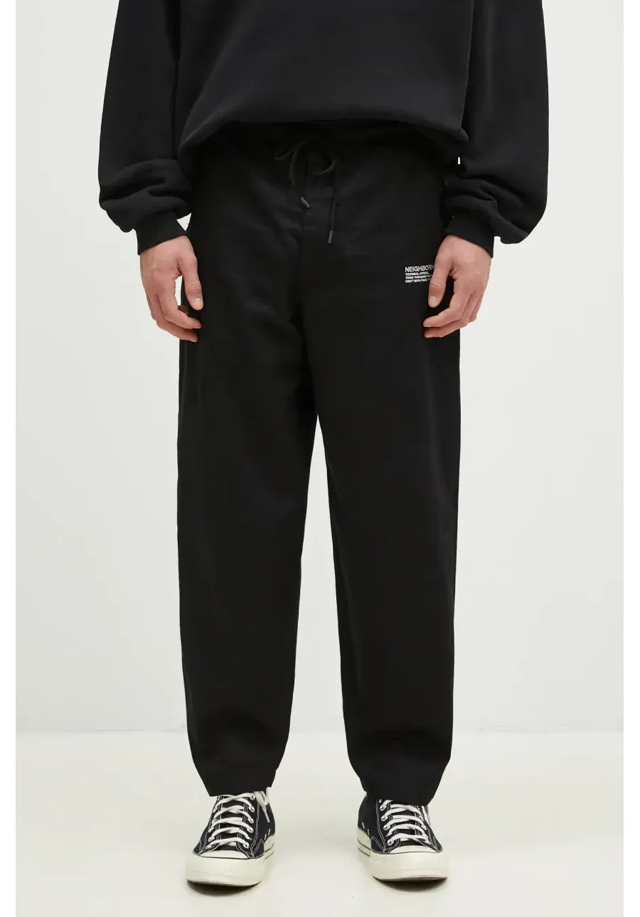 obrazek 1 NEIGHBORHOOD spodnie bawełniane Easy Pants kolor czarny proste 242TSNH.PTM02