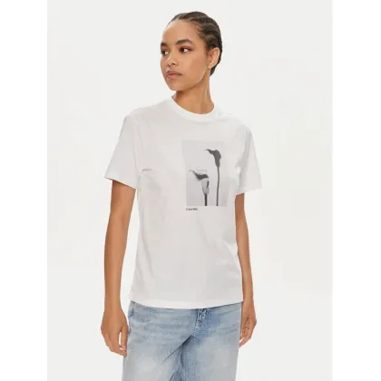 Zdjęcie Calvin Klein T-Shirt B&W Flower K20K207579 Biały Regular Fit