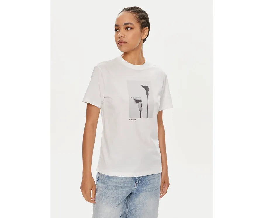 obrazek 1 Calvin Klein T-Shirt B&W Flower K20K207579 Biały Regular Fit