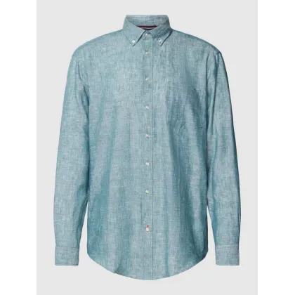 Zdjęcie Koszula lniana o kroju regular fit z kołnierzykiem typu button down