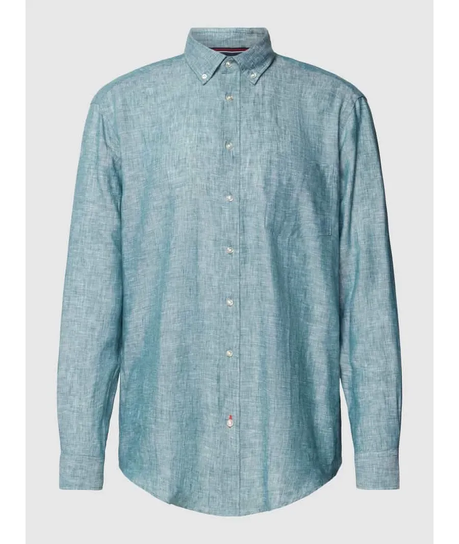 obrazek 1 Koszula lniana o kroju regular fit z kołnierzykiem typu button down