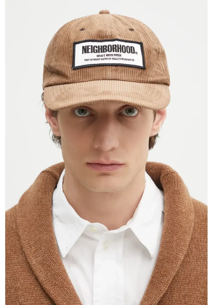 obrazek 1 NEIGHBORHOOD czapka z daszkiem bawełniana Corduroy Dad Cap kolor brązowy z aplikacją 242YGNH.HT04