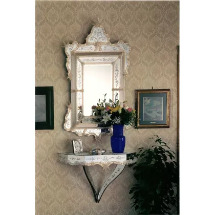 Zdjęcie Elitarne lustro weneckie Murano ze szklaną ramą