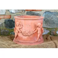 Picture Decorative pot with angels made of clay - Fornace Masini