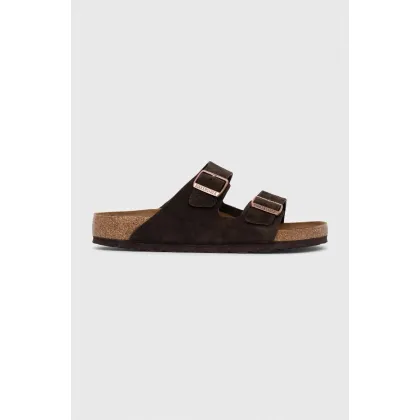 Zdjęcie Birkenstock klapki zamszowe Arizona męskie kolor brązowy 1027077