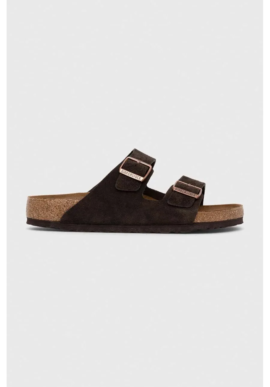 obrazek 1 Birkenstock klapki zamszowe Arizona męskie kolor brązowy 1027077