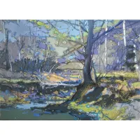 Zdjęcie Krzysztof Trzaska, obraz Kujawy z cyklu Polskie pejzaże, akryl/płótno, 50x70, 2016
