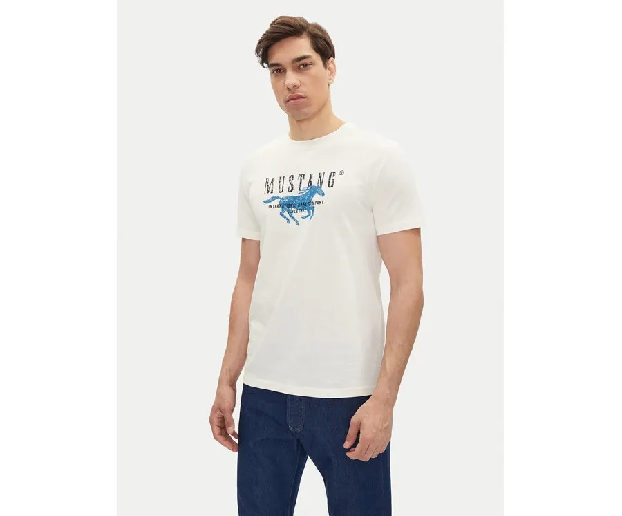 obrazek 1 Mustang T-Shirt Austin 1016484 Biały Regular Fit
