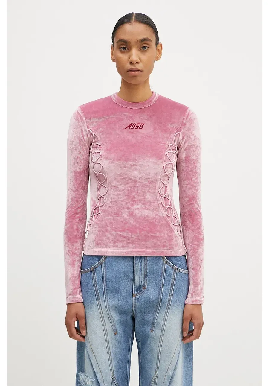 obrazek 1 Andersson Bell longsleeve Velvet Lace Up Longsleeve kolor różowy atb1206w