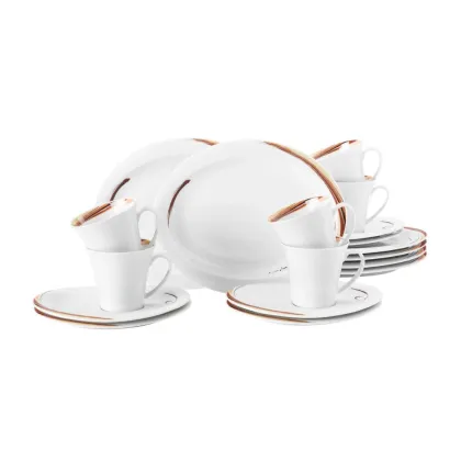 Zdjęcie Wyjątkowy 18-elementowy porcelanowy serwis kawowy z nowoczesnym zdobieniem - Seltmann Weiden