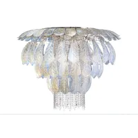 Picture Chandelier with Murano glass leaves in mother of pearl color - Il Paralume Marina