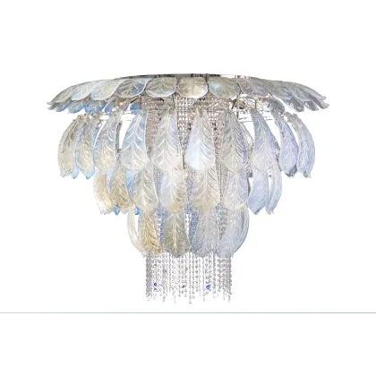 Zdjęcie Żyrandol z liśćmi ze szkła Murano w kolorze masy perłowej - Il Paralume Marina