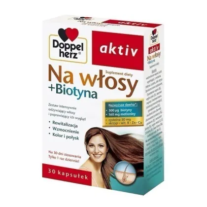 Zdjęcie Doppelherz Aktiv Na Włosy + Biotyna, Kapsułki DOPPELHERZ