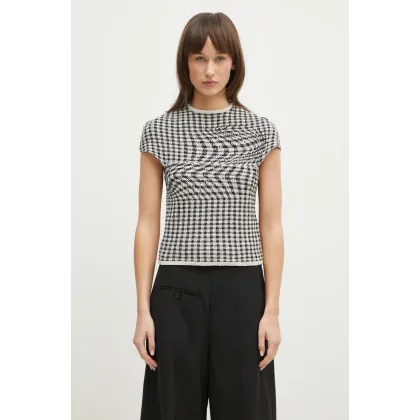 Zdjęcie MM6 Maison Margiela bluzka damska kolor beżowy wzorzysta S52NC0346