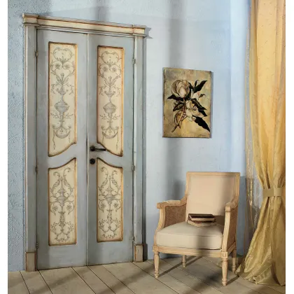 Zdjęcie Drewniane prowansalskie podwójne drzwi zdobione ręcznie - Interiors Italia