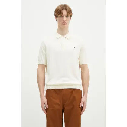 Zdjęcie Fred Perry polo bawełniane męski kolor beżowy wzorzysty K9725.560