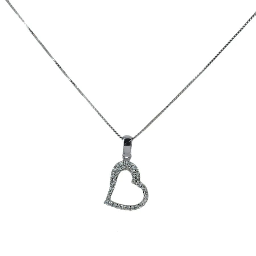 obrazek 1 Elegancki naszyjnik z sercem z cyrkoniami w złocie i srebrze