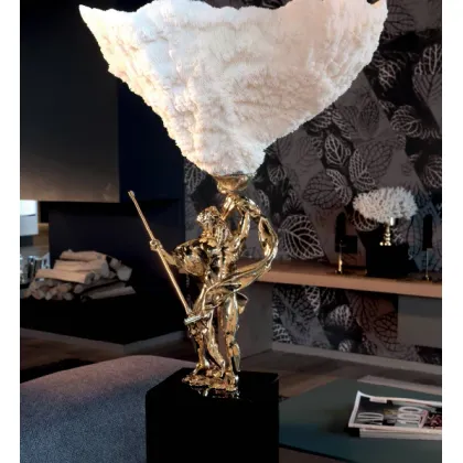 Zdjęcie Elegancka rzeźba z pozłacanego mosiądzu z miską koralową