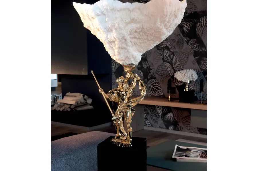 obrazek 1 Elegancka rzeźba z pozłacanego mosiądzu z miską koralową