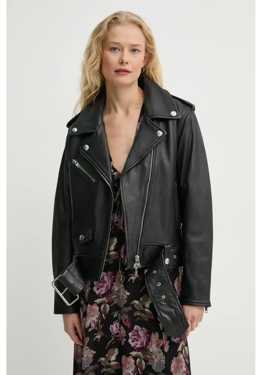 obrazek 1 Stand Studio ramoneska skórzana ICON Biker Jacket damska kolor czarny przejściowa 61792-7030