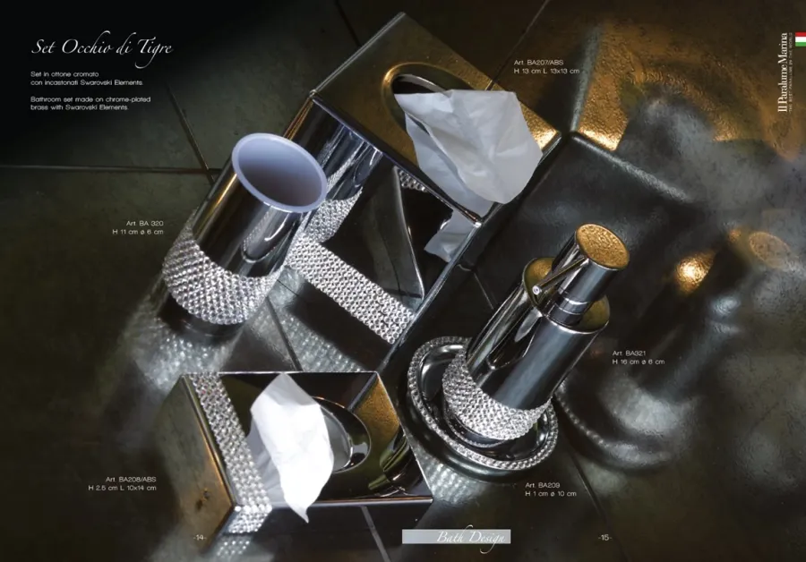 obrazek 2 Wyjątkowy pojemnik na szczoteczki z mosiądzu krome z elementami Swarovskiego - Il Paralume Marina