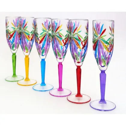 Zdjęcie Zdobiony komplet 6 kolorowych kieliszków Oasis 160 ml