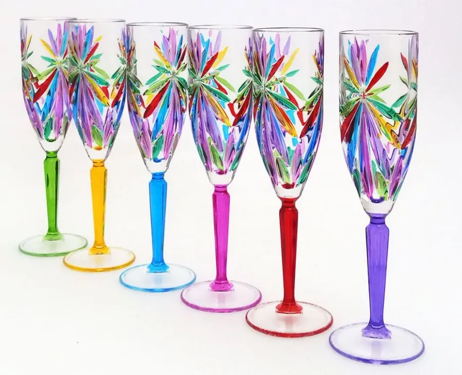 obrazek 1 Zdobiony komplet 6 kolorowych kieliszków Oasis 160 ml