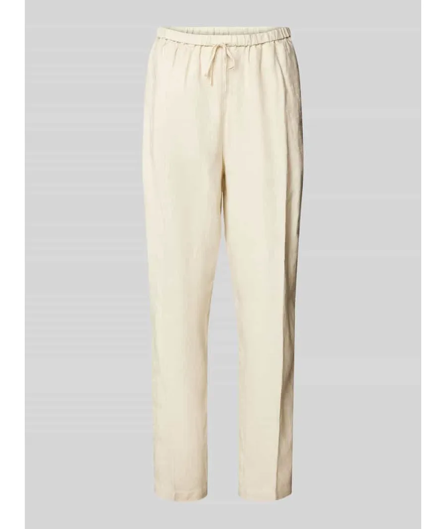 obrazek 1 Spodnie lniane o kroju tapered fit w kant model ‘CASUAL LINEN’