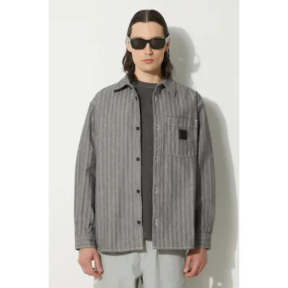 Zdjęcie Carhartt WIP koszula bawełniana Menard męska kolor szary relaxed z kołnierzykiem klasycznym I033577.9102