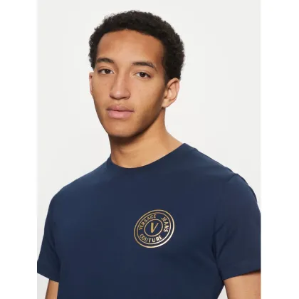 Zdjęcie Versace Jeans Couture T-Shirt 78GAHT00 Niebieski Regular Fit