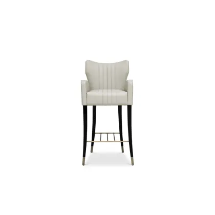 Zdjęcie Skórzane białe portugalskie krzesło barowe