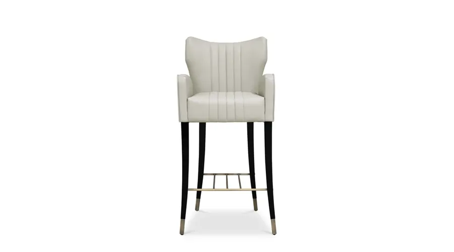 obrazek 1 Skórzane białe portugalskie krzesło barowe