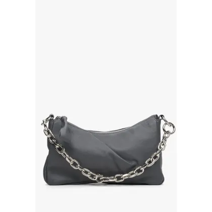 Zdjęcie Estro: Szara torebka damska na ramię z łańcuszkiem ze skóry