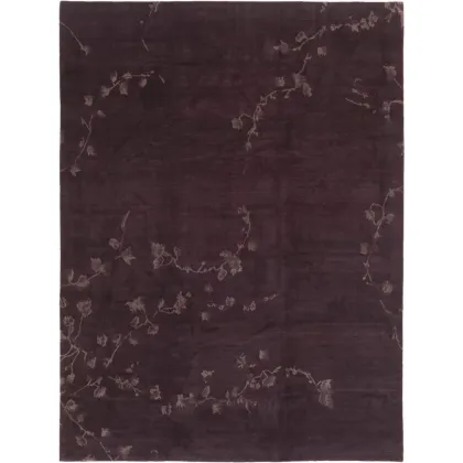 Picture Dark wool and silk carpet with an ivy motif