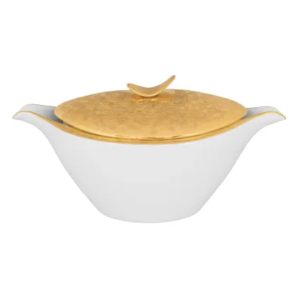 Zdjęcie Luksusowa waza do zupy z porcelany i złota - 3L