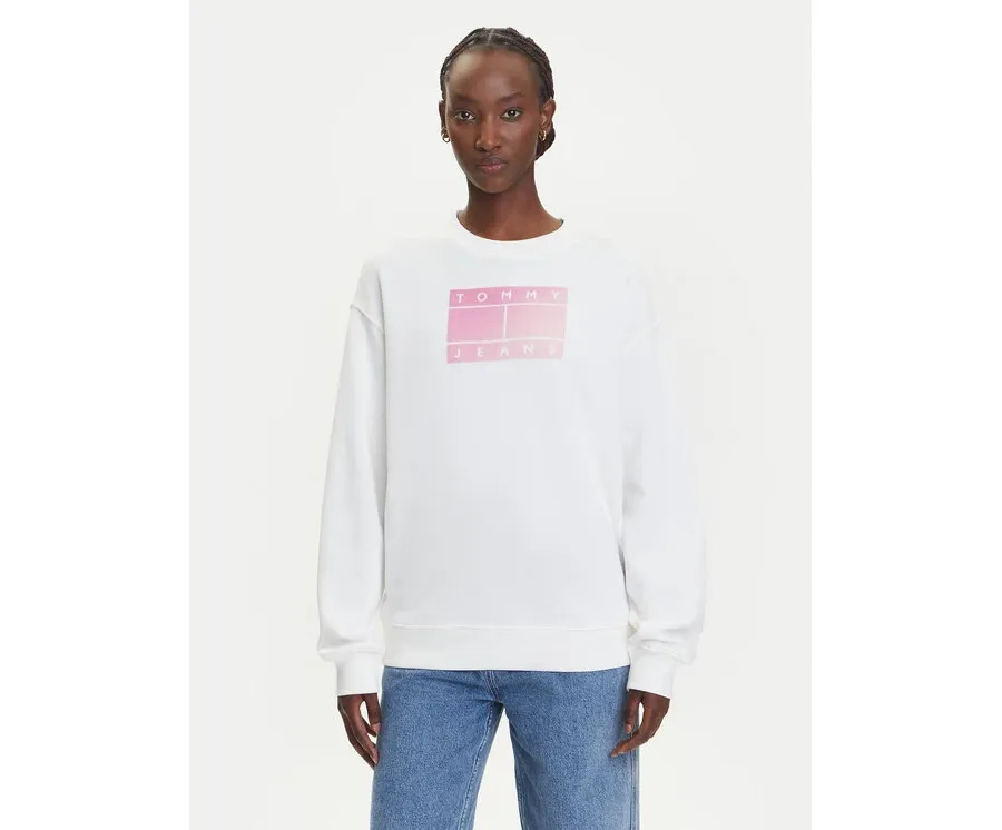 obrazek 1 Tommy Jeans Bluza Gradient Flag DW0DW21396 Biały Relaxed Fit