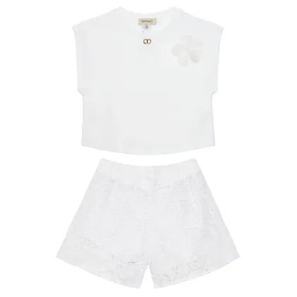 Zdjęcie TWINSET Komplet t-shirt i spodenki 251GJ2QR7 Biały Regular Fit