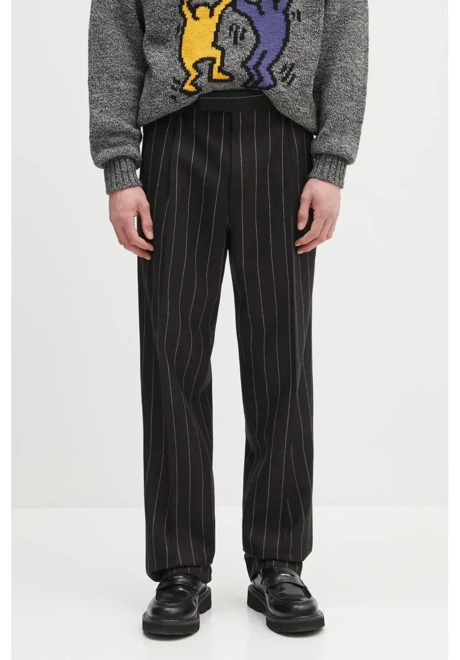 obrazek 1 Wacko Maria spodnie wełniane Double Pleated męskie kolor czarny proste 24FW-WMP-TR21