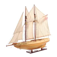 Picture A unique wooden model of the sailboat