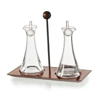Picture A modern oil and vinegar set with a wooden base from the Village collection with a simple, elegant shape - Vista Alegre