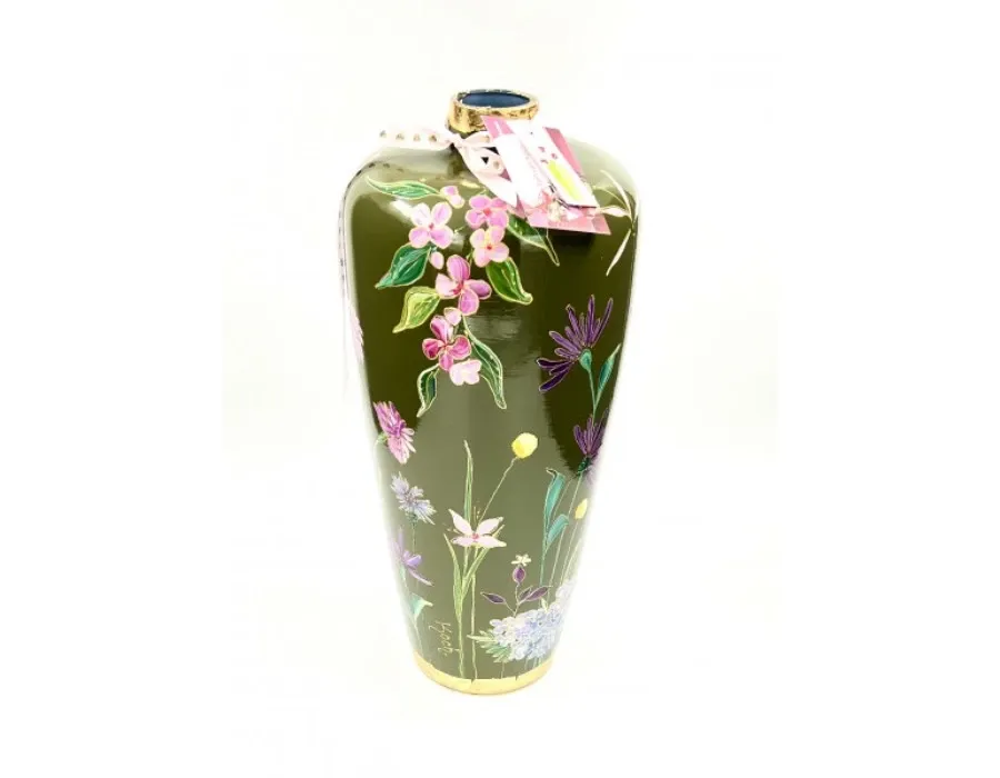 obrazek 2 Wspaniały wysoki, wąski, ciemnozielony wazon - piękna ozdoba na upominek